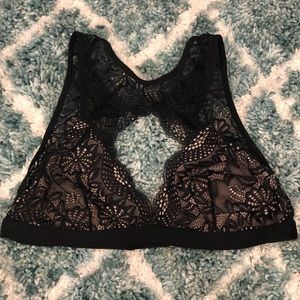 Black lace high neck cut out bralette
